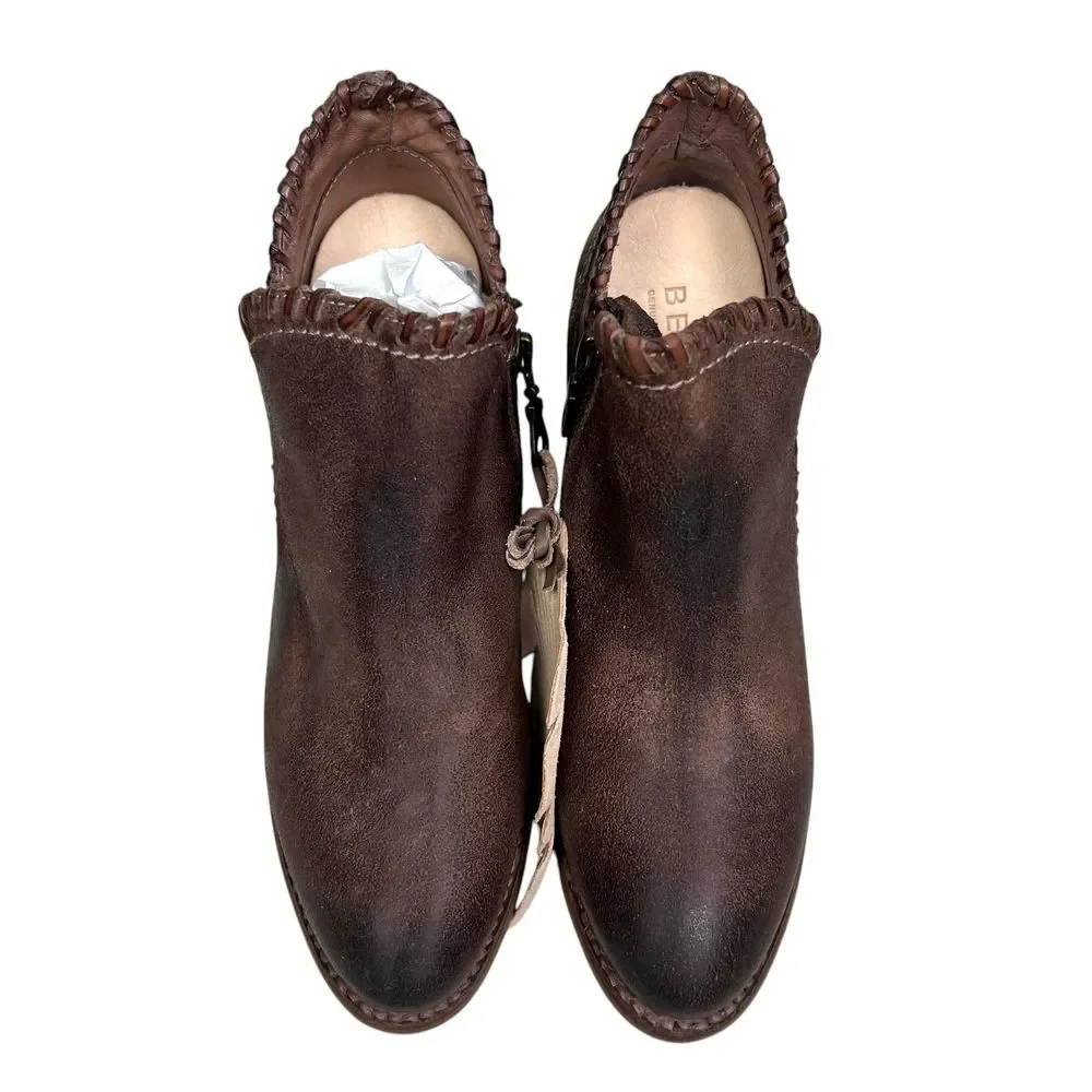 Bed Stu Womens Carla Ankle Boots Whipstitch Detail Stacked‎ Chunky Heel Sz 6.5M